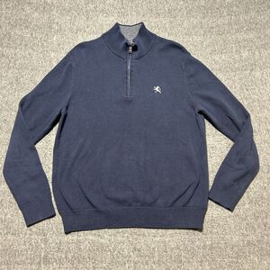 Express Sweater 1/4 Zip Large Quarter Zip Long Sleeve Knit Solid‎ Blue Navy